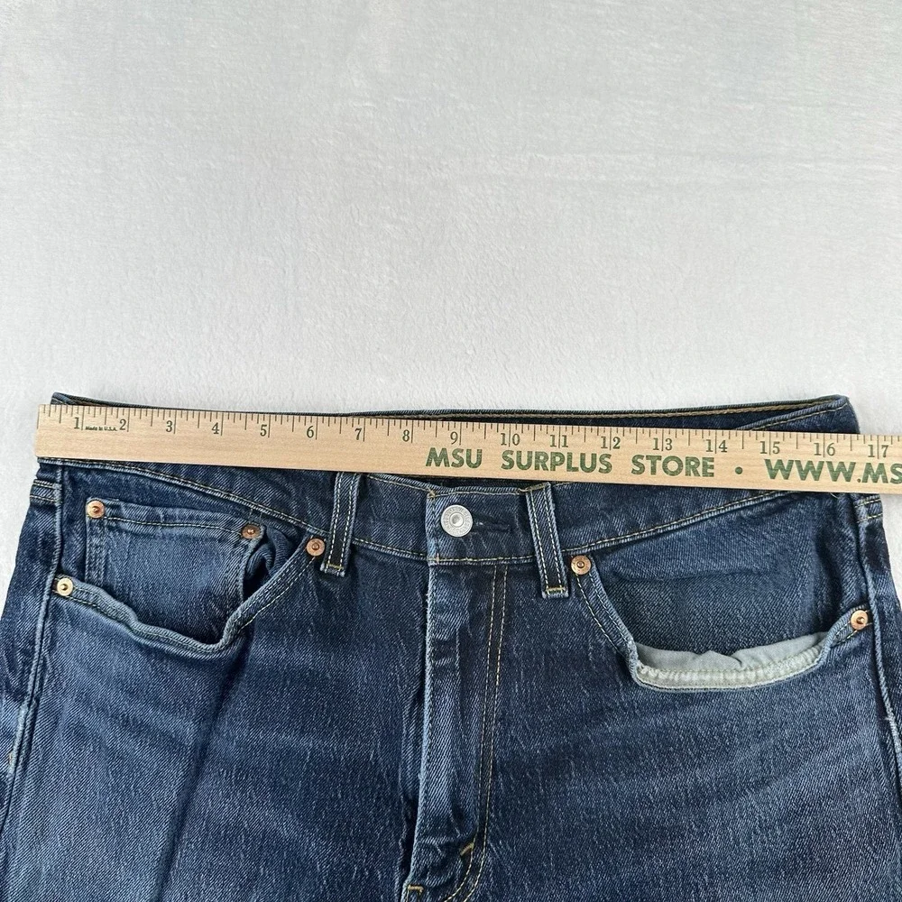 Levi's Mens 34x32 Blue Dark Wash Denim 505 Regular Fit Straight Leg Jeans